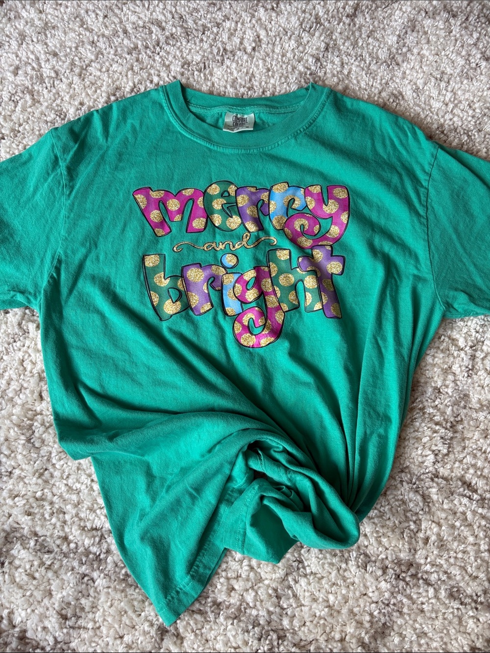 Comfort Colors Custom Holiday Shirt - Merry & Bright - Large
